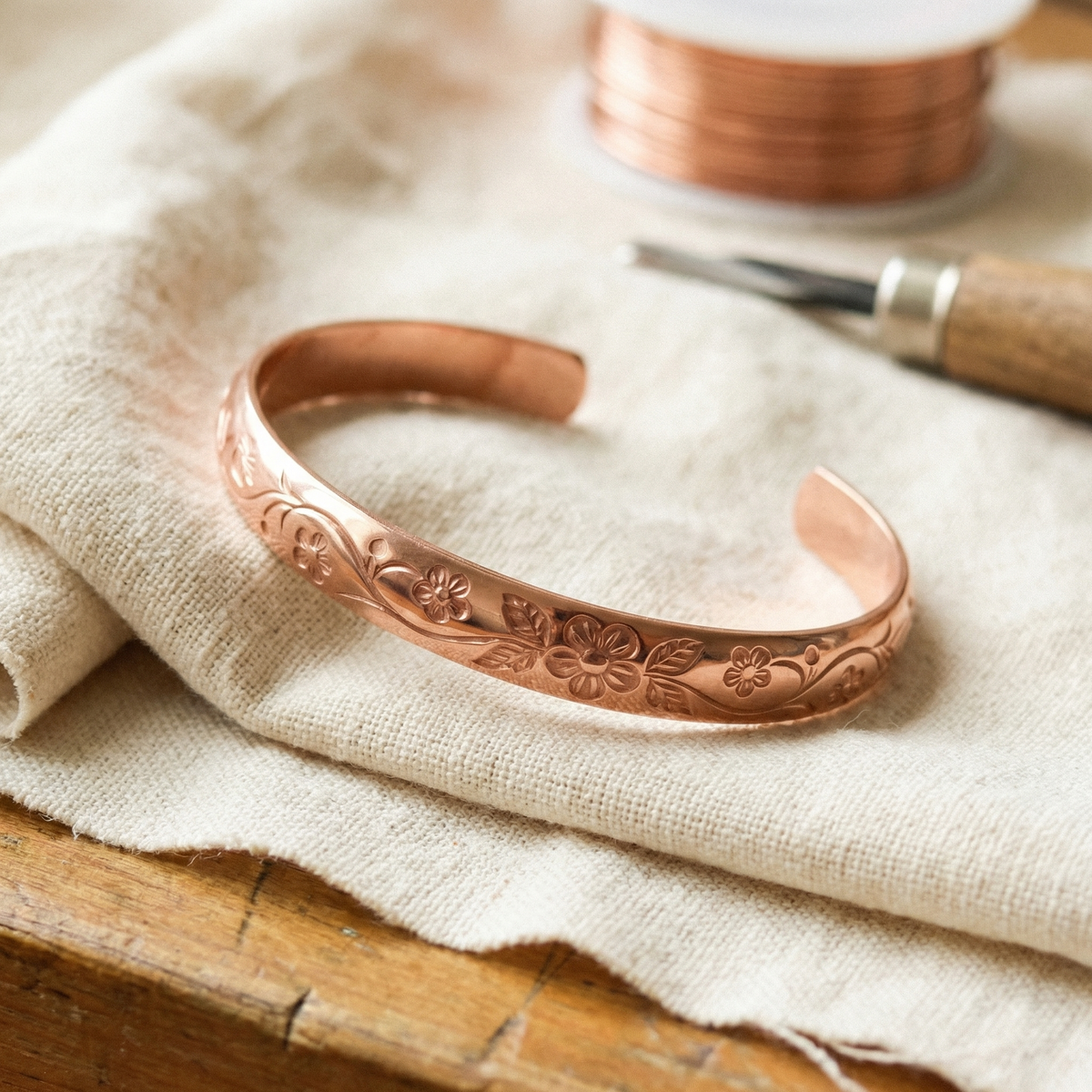 Pulsera Cobre Floración para mujer