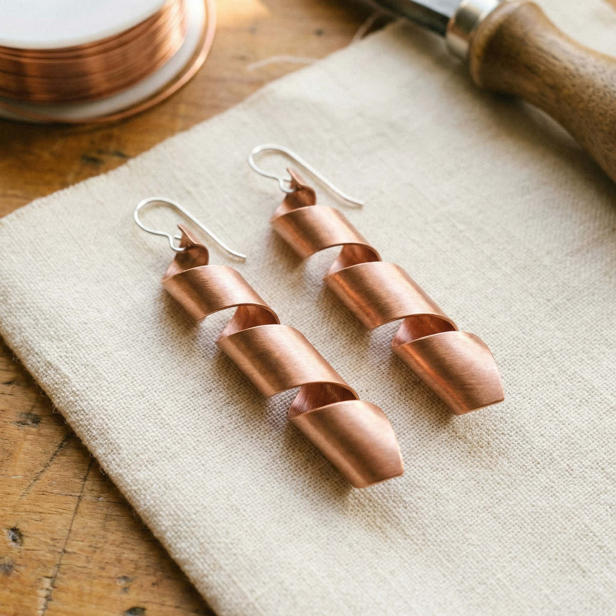 Pendientes Cobre Remolino para mujer