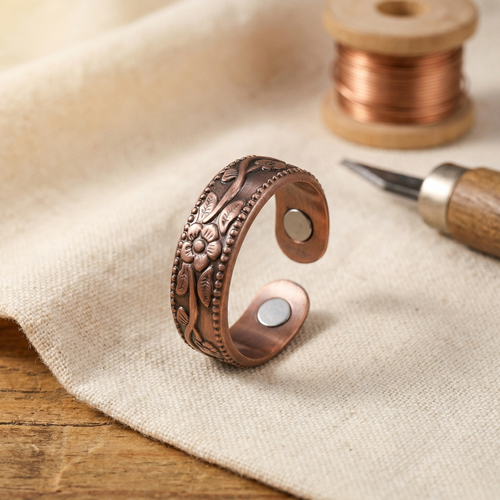 Anillo Cobre Flores para mujer