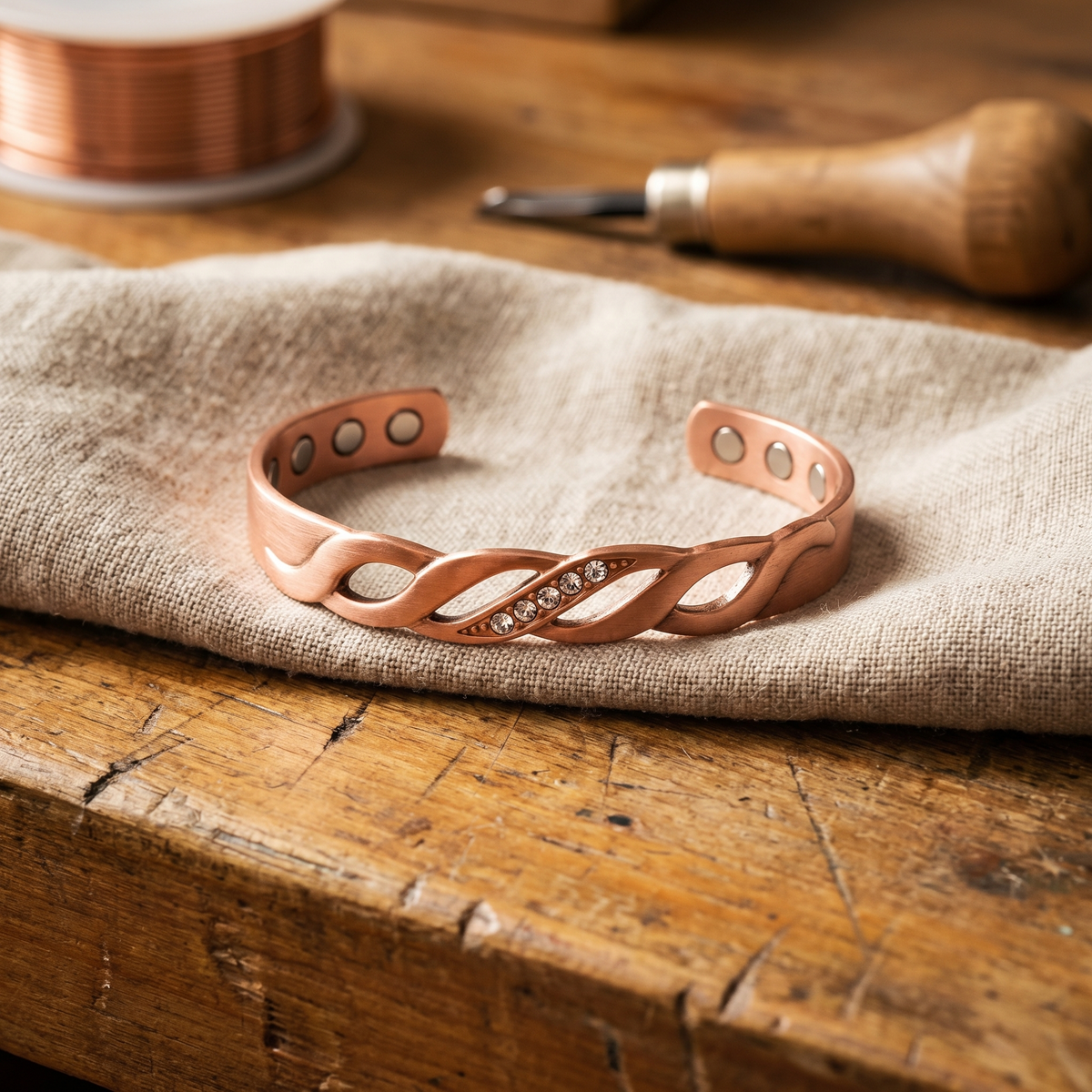 Pulsera Cobre Hebras para mujer
