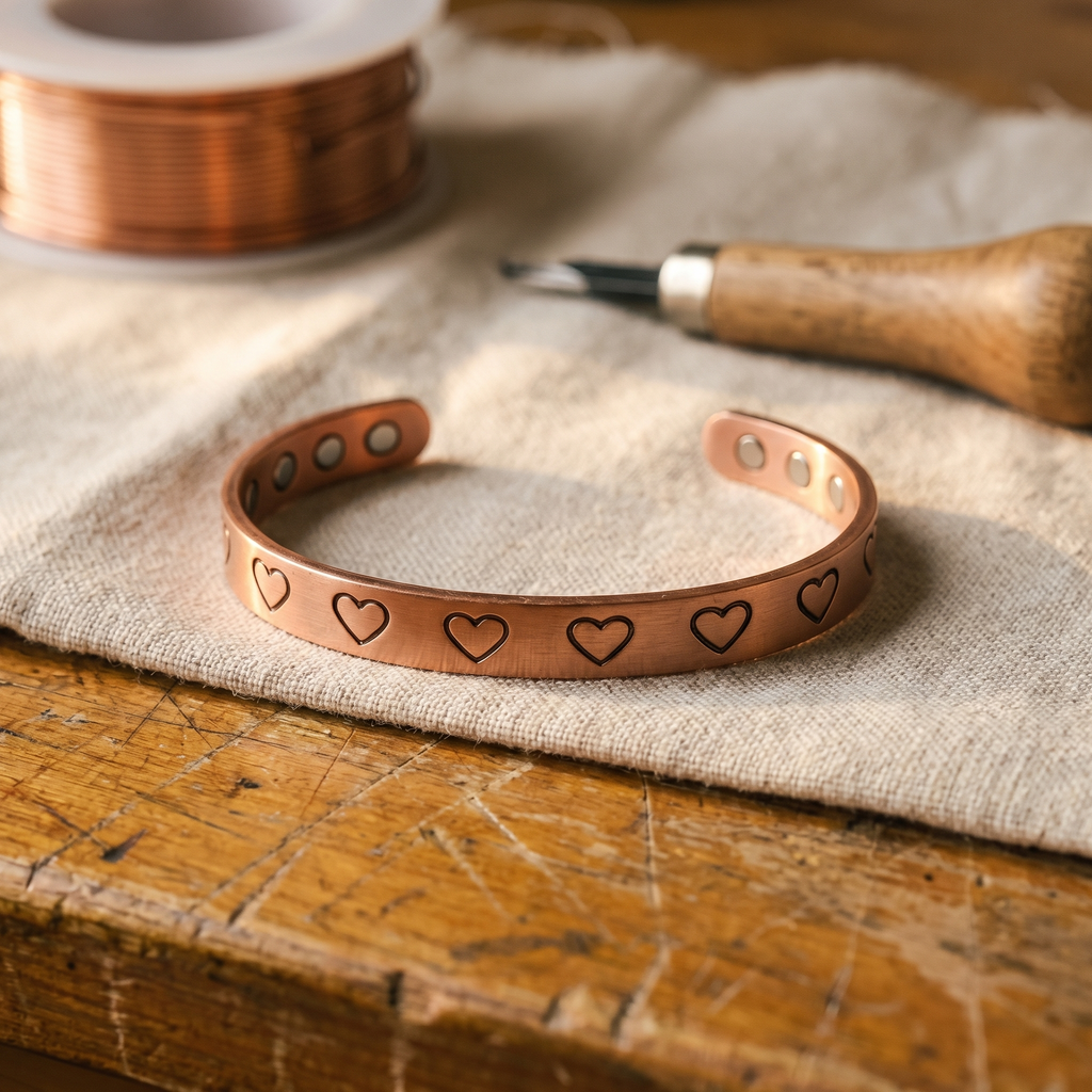 Pulsera Cobre Corazones para mujer