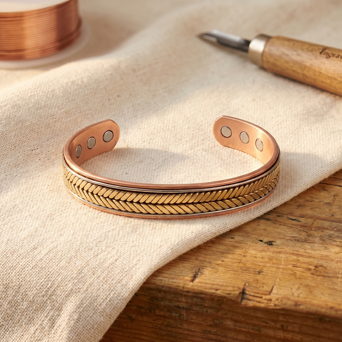 Pulsera Cobre Chevrón para mujer