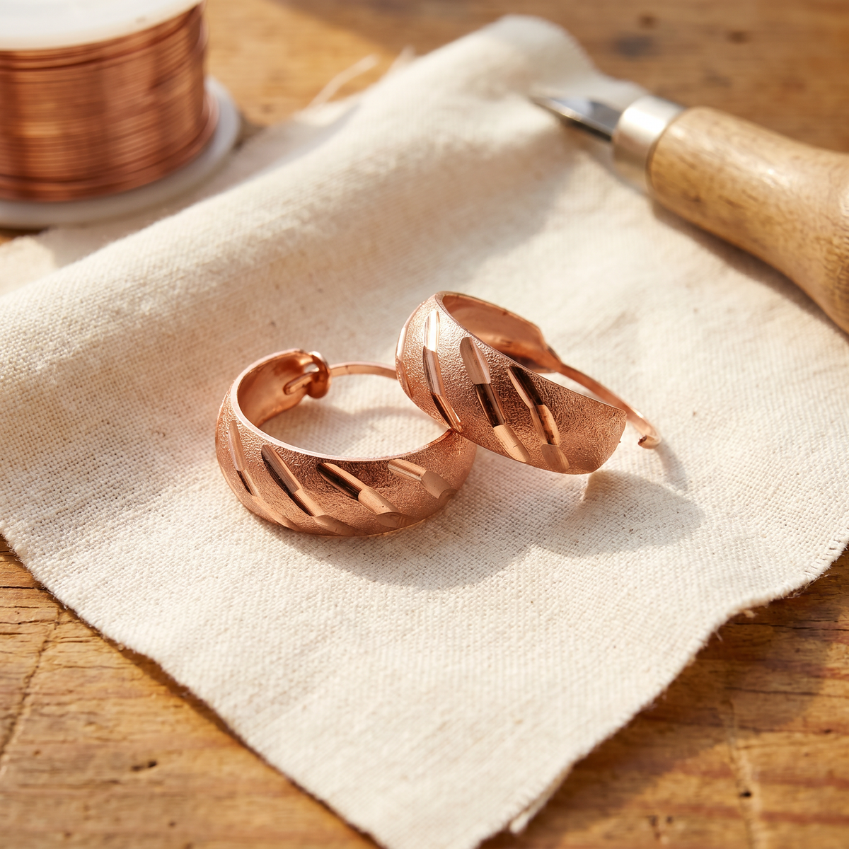 Pendientes Cobre Diagonales para mujer